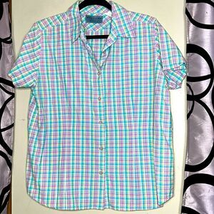 Wrangler Blues Western Plaid Button Up Shirt, Size Large